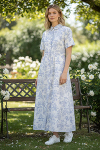 BARBOUR WISTERIA MIDI DRESS - INK BLUE PRINT
