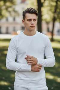 GEORG ROTH MEN'S PIMA T-SHIRT - LONG-SLEEVE - WHITE