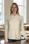 HUBERT GASSER HORIZONTAL RIB CARDIGAN - WINTER WHITE