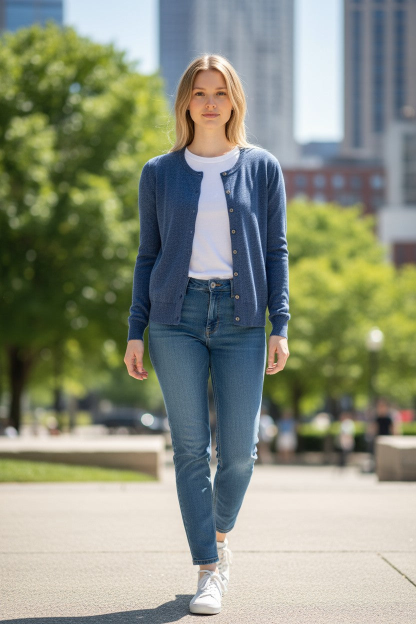 REPEAT CASHMERE CARDIGAN - NIGHT BLUE