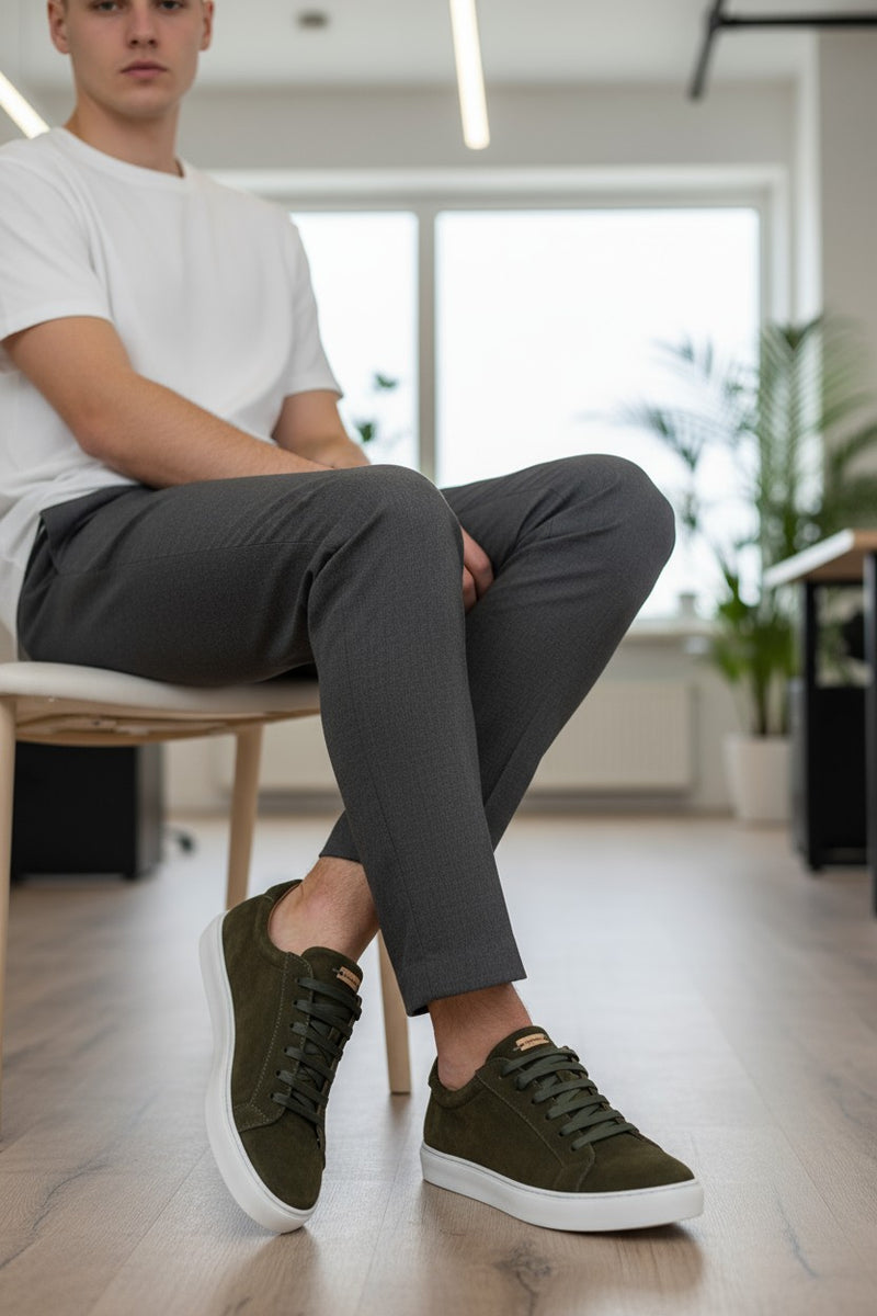 CASTORI MEN'S VELOUR SNEAKER - DARK GREEN