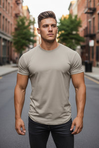 GEORG ROTH MEN'S PIMA T-SHIRT - SHORT-SLEEVE - CEMENT