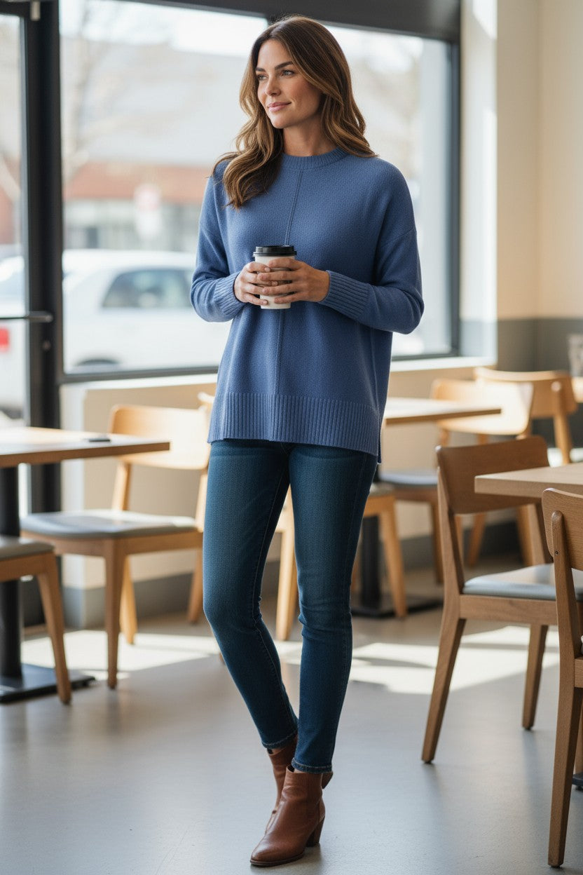 KINROSS EASY CREW SWEATER - SAPPHIRE