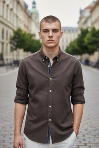 GMF 965 MEN'S SPORT SHIRT - SOLID BROWN