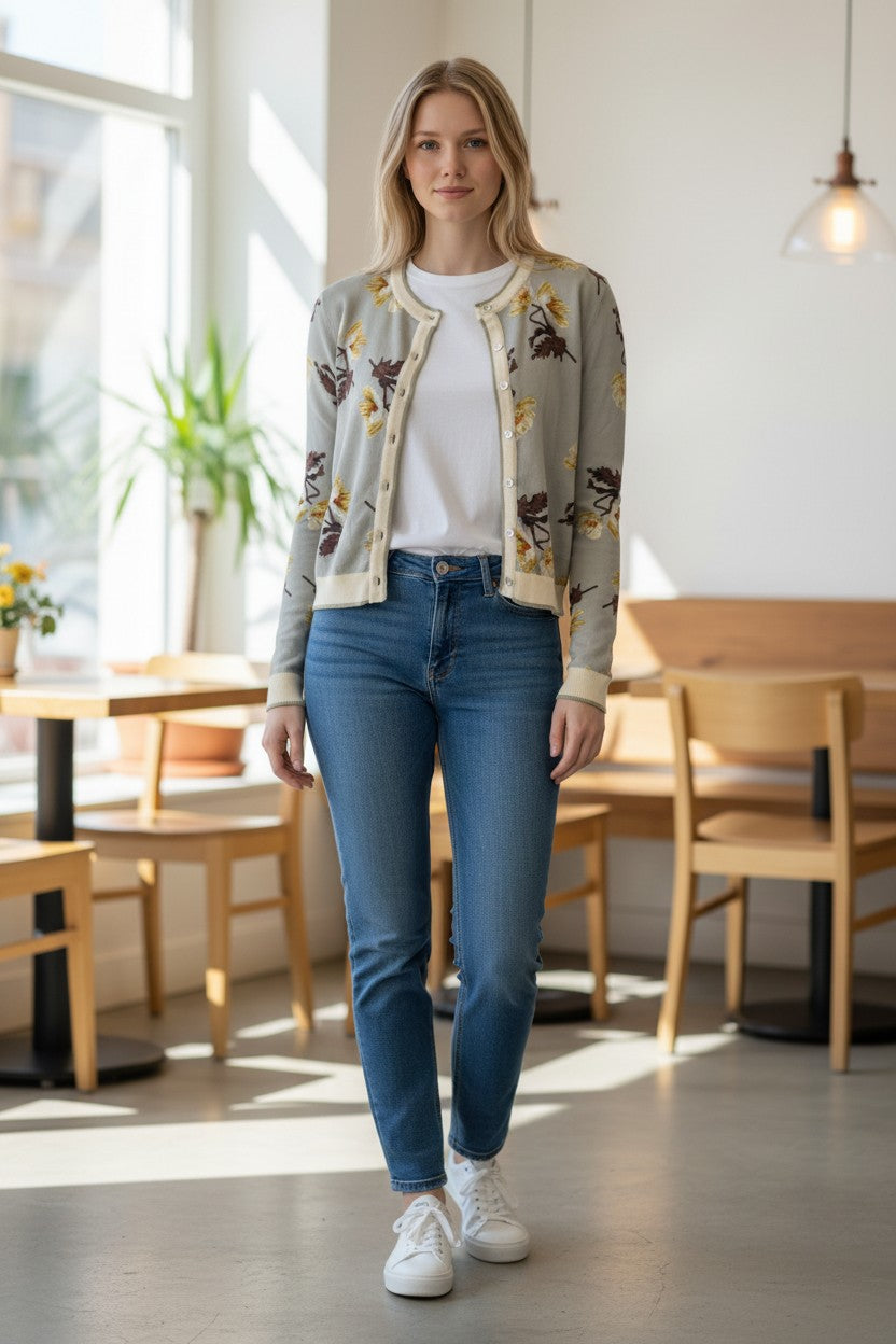 IN BED WITH YOU CARDIGAN - LIGHT BLUE POPPY