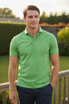 BUTTON DOWN MEN'S TECH PIQUE POLO - SOLID PALM GREEN