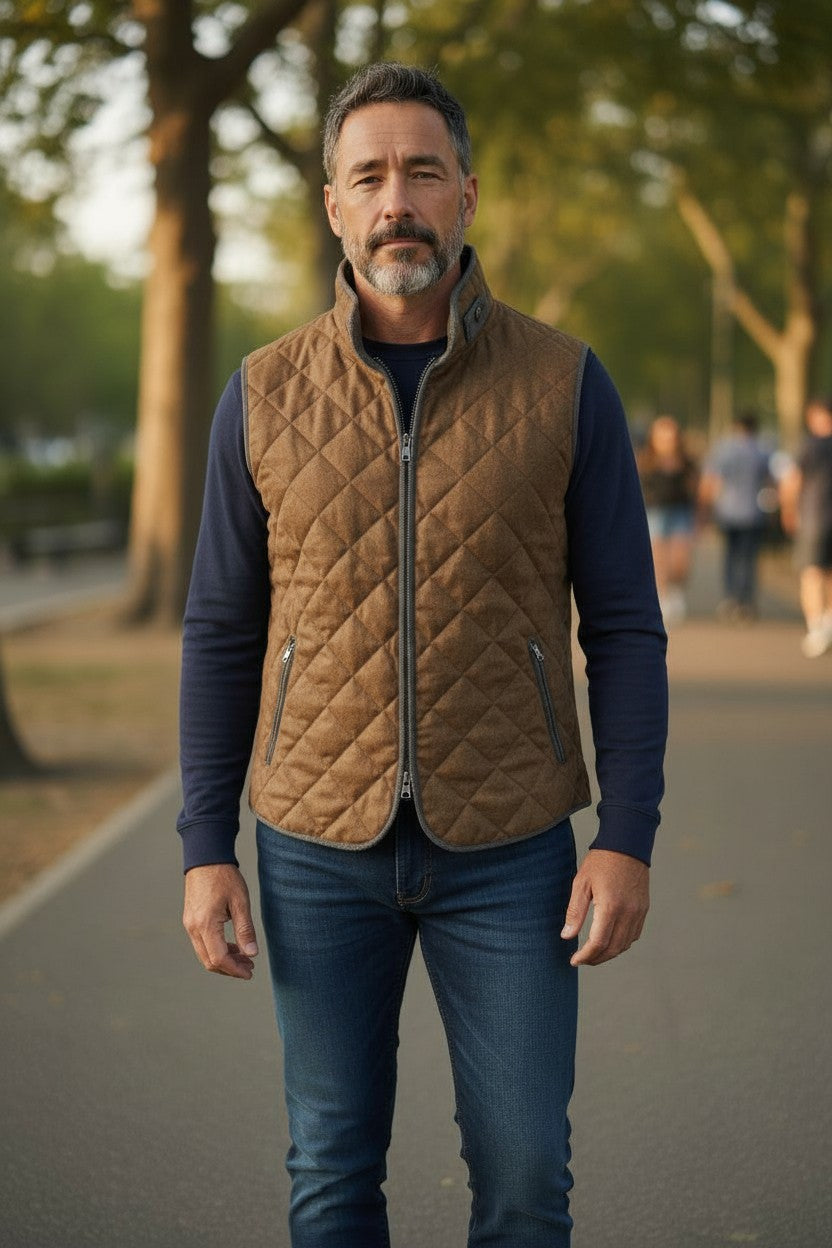 WATERVILLE WOOL MELANGE FLANNEL VEST - WHISKY