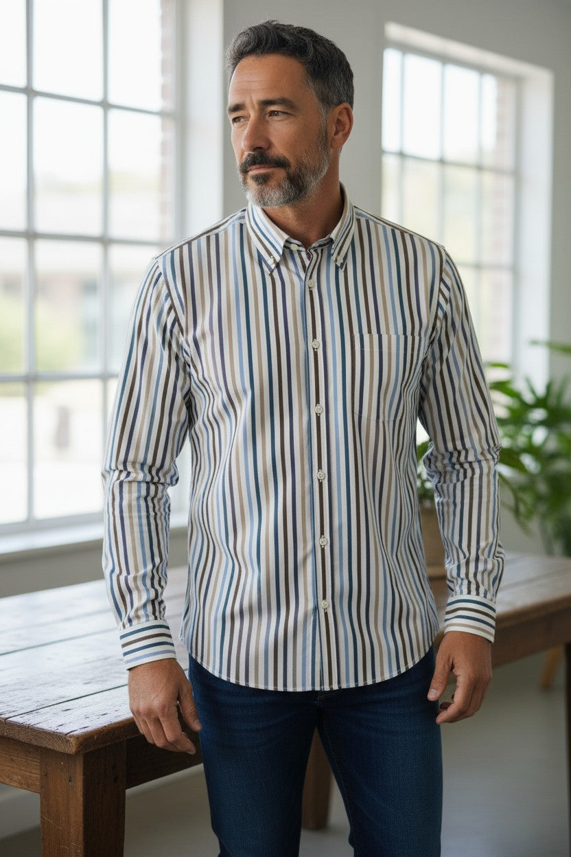 PAUL & SHARK MEN'S SHIRT - MULTI STRIPE