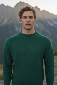 HARLEY OF SCOTLAND TIPPED SHETLAND WOOL SWEATER - TARTAN/NAVY