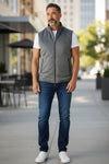 DEL VECCHIO MEN'S SUEDE & CASHMERE REVERSIBLE VEST - NAVY/GREY