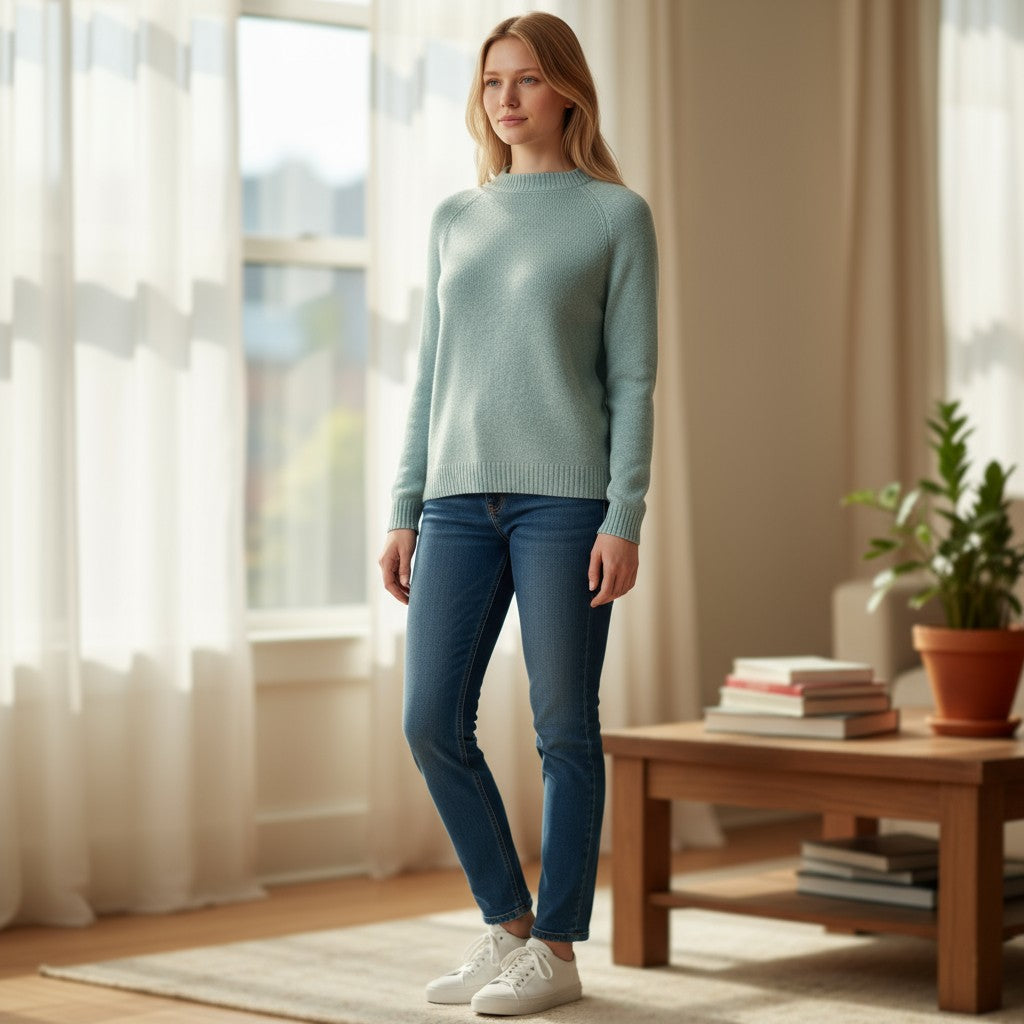 ADESI WOMEN'S CASHMERE CREW SWEATER - STARDUST