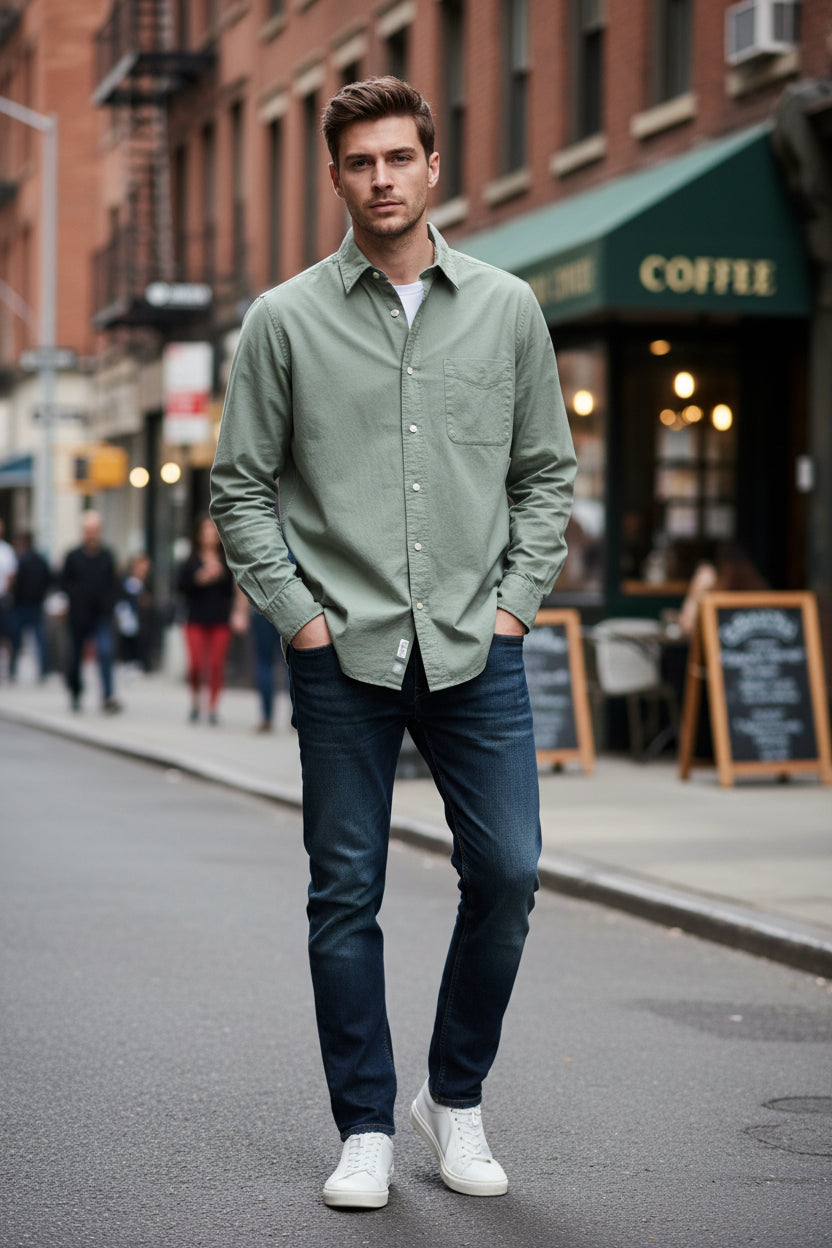 HARTFORD MEN'S CASUAL COTTON SHIRT - CACTUS