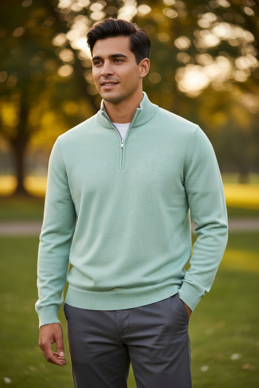 PETER MILLAR COOLSPUN COTTON QUARTER-ZIP SWEATER - GRANDVIEW