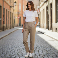 PUROTATTO TROUSER - TAN HERRINGBONE