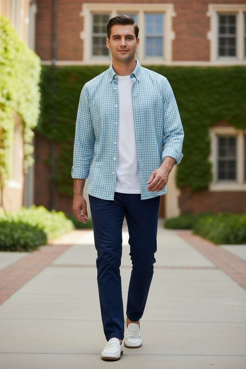 PETER MILLAR FELIX CROWN LITE COTTON-STRETCH SPORT SHIRT - BLUEBIRD