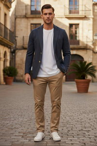 ELEVENTY MEN'S HERRINGBONE SPORT JACKET - BLUE