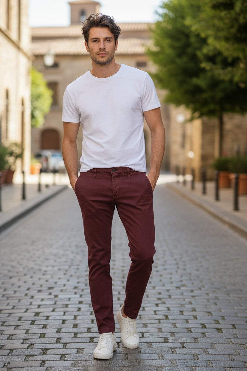 MAC MEN'S DRIVERS PANT - BORDEAUX