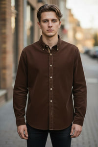 GMF 965 MEN'S SPORT SHIRT - BROWN CORDUROY