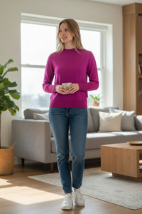 PUROTATTO SILK & CASHMERE CREW SWEATER - CICLAMONI