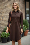 CAMICETTASNOB A-LINE SHIRT DRESS - ESPRESSO