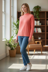 KINROSS RIB TRIM FUNNEL - CORAL