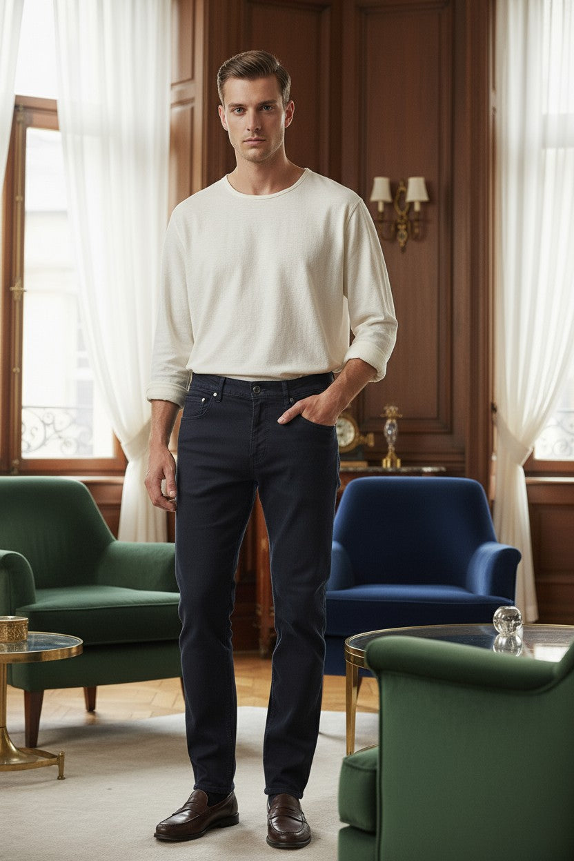 PT TORINO SUPER SOFT STRETCH BULL DENIM JEAN - NAVY SCURO