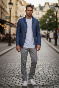 MANTO STAND UP COLLAR SPORT JACKET - BLUE