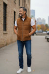 DEL VECCHIO MEN'S SUEDE & CASHMERE REVERSIBLE VEST - CHESTNUT/NAVY