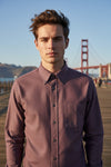 BUTTON DOWN SPORT SHIRT - BRUSHED SOLID BURGUNDY