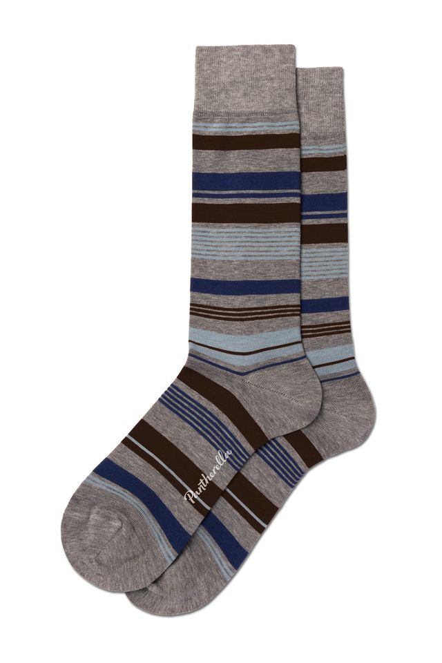 PANTHERELLA QUINN MEN'S COTTON FIL D'ECOSSE SOCK - MID GREY MIX