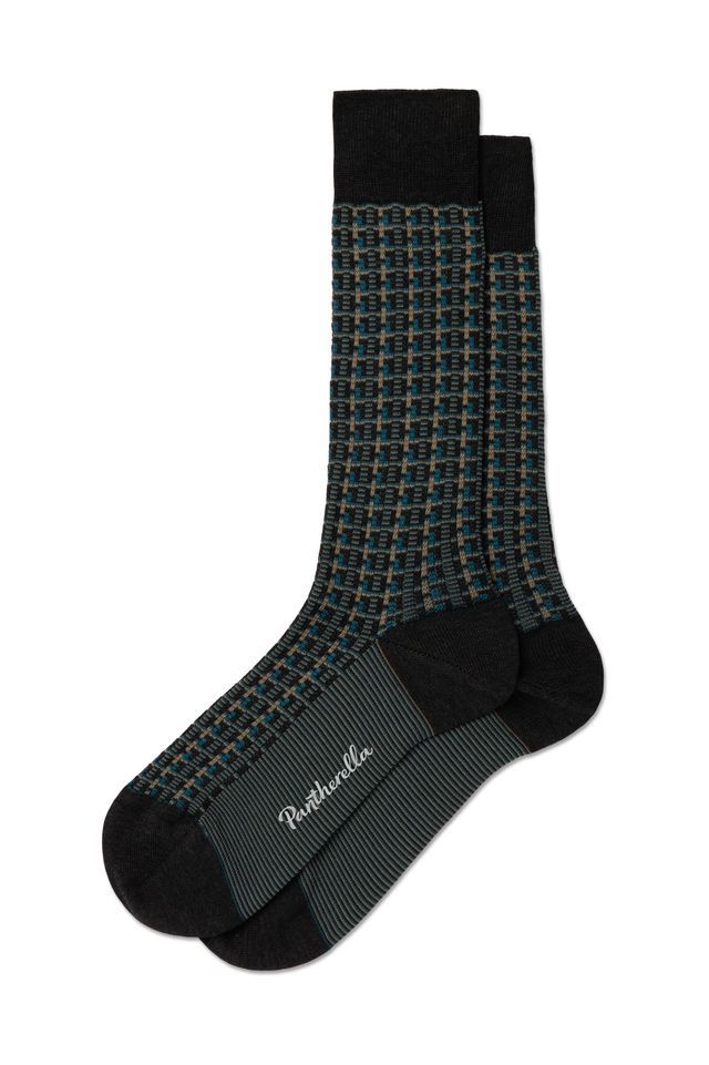 PANTHERELLA RANDOLPH MEN'S COTTON FIL D'ECOSSE SOCK - DARK GREY MIX