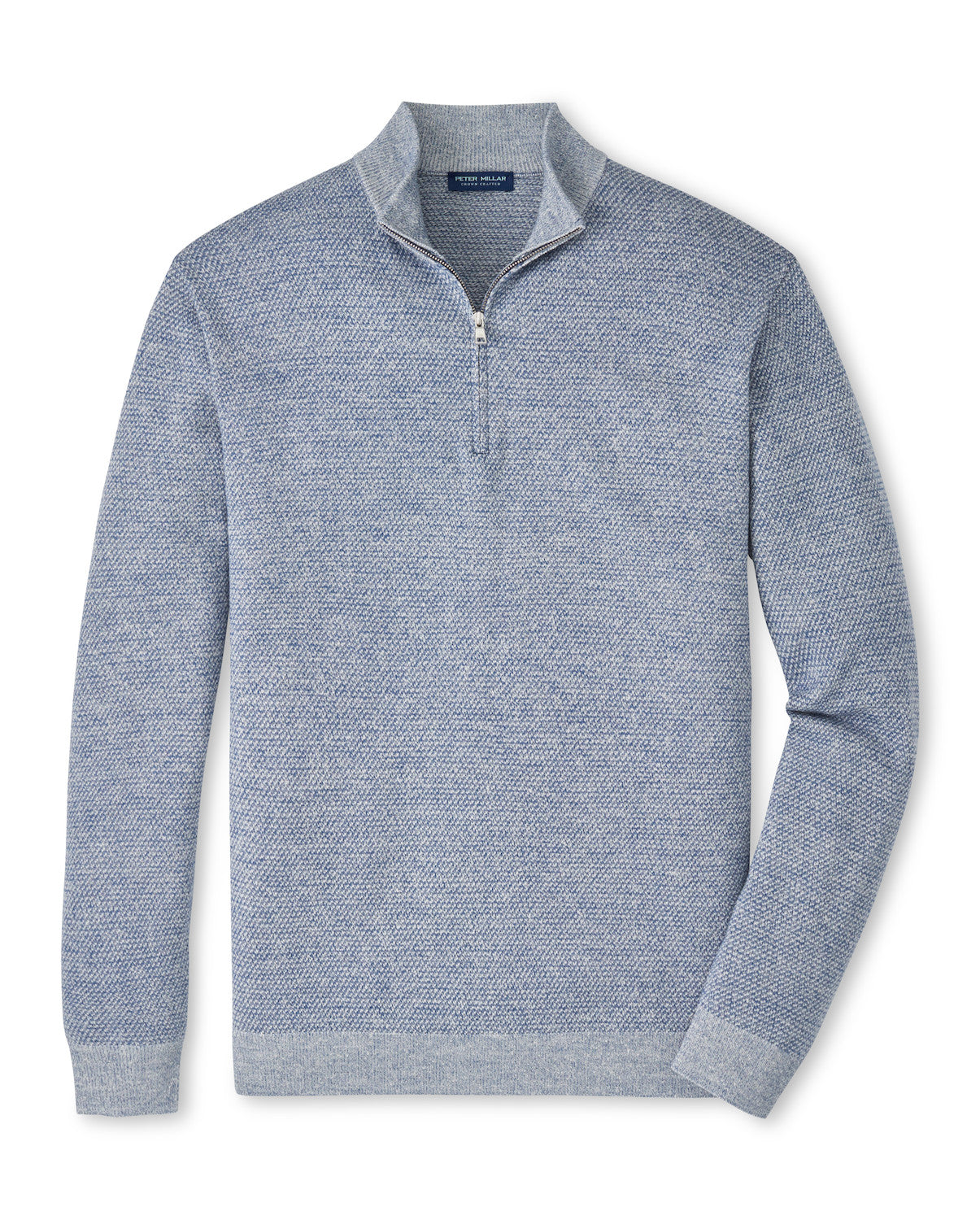 PETER MILLAR BARLOW BIRDSEYE QUARTER-ZIP SWEATER - STORM