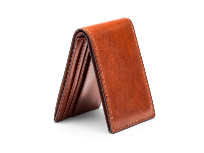 BOSCA 1911 SMALL BIFOLD WALLET IN AMBER DOLCE LEATHER