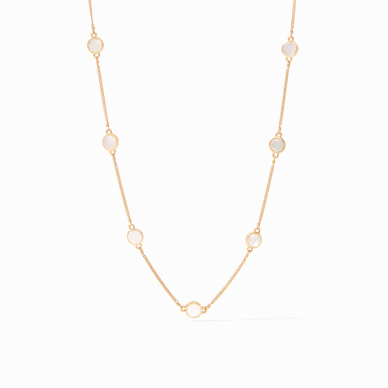 JULIE VOS VALENCIA DELICATE STATION NECKLACE - MOTHER OF PEARL
