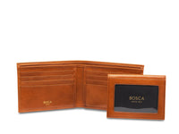 BOSCA 1911 CREDIT WALLET WITH ID PASSCASE IN SADDLE OLD LEATHER