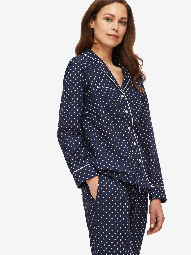 DEREK ROSE PLAZA WOMEN'S PAJAMA SET - NAVY