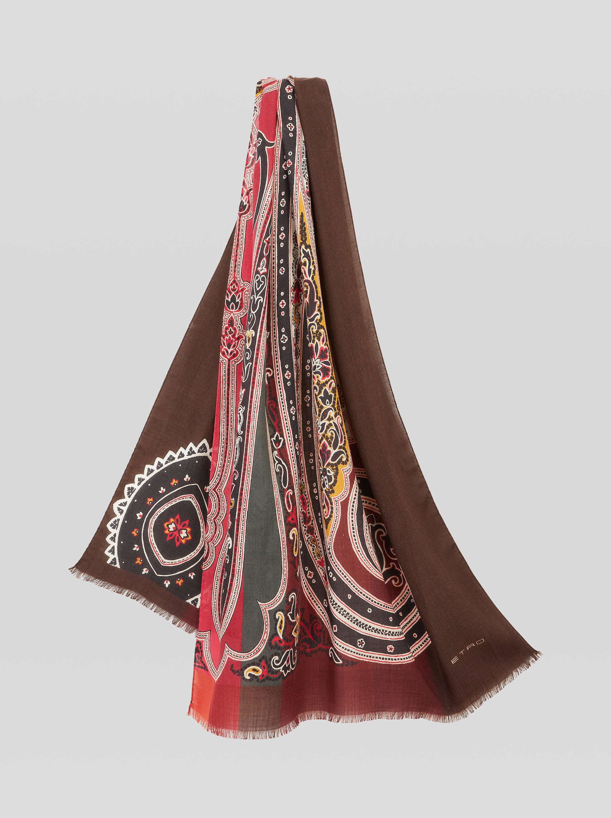 ETRO OUTLINED PAISLEY SCARF - RED