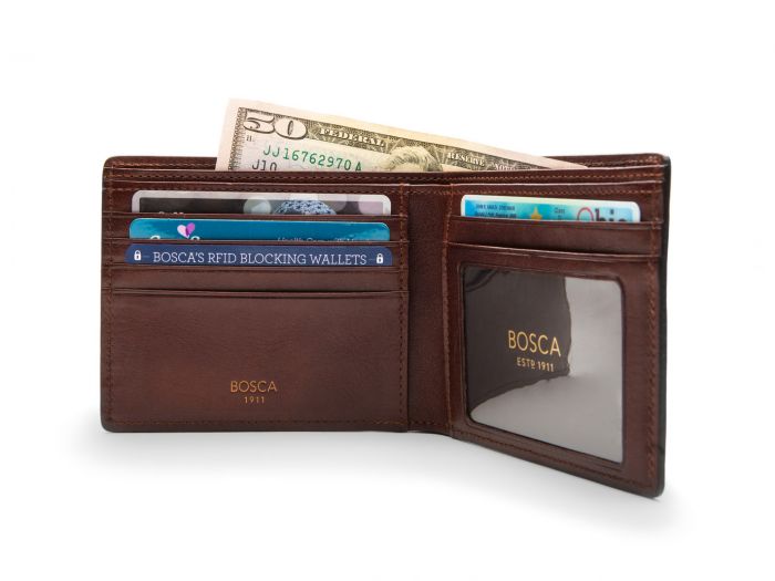 BOSCA 1911 EXECUTIVE I.D. WALLET - DARK BROWN DOLCE LEATHER