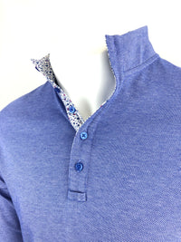 BUTTON DOWN MEN'S OXFORD PULLOVER IN BLUE WITH CONTRAST TRIM