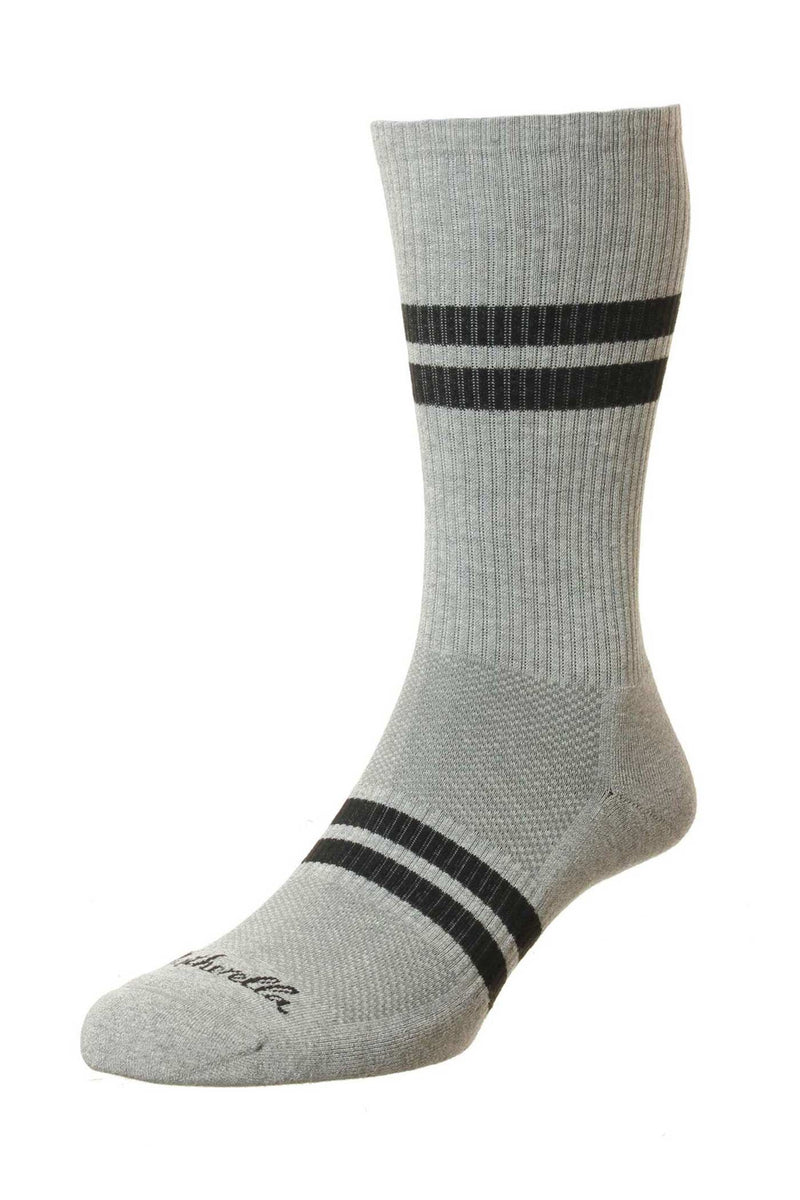 PANTHERELLA MEN'S SPORTS LUXE SOCKS WITH CUSHIONED SOLE - LIGHT GREY