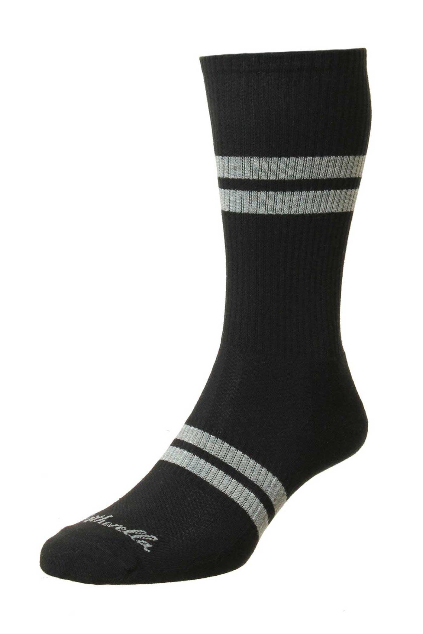 PANTHERELLA MEN'S SPORTS LUXE SOCKS WITH CUSHIONED SOLE - BLACK