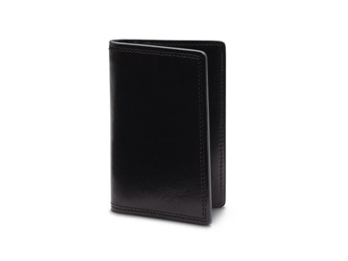 BOSCA 1911 CALLING CARD CASE WALLET IN BLACK DOLCE LEATHER