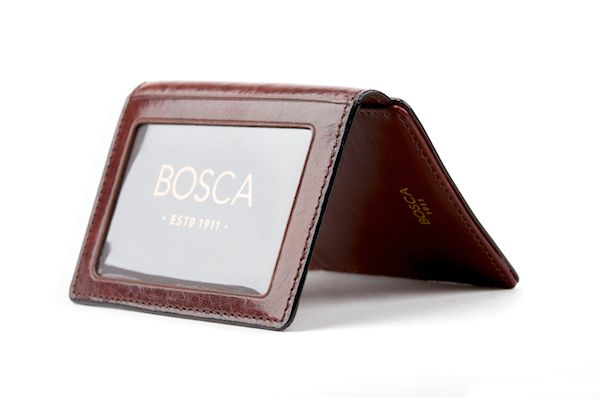 BOSCA 1911 FRONT POCKET I.D. WALLET IN DARK BROWN OLD LEATHER