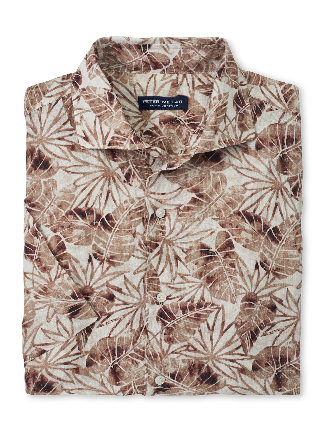 Peter Millar Shirts | Nwt Peter Millar Short Sleeve Button Down Shirt 100% Linen Men’s Medium | Color: Brown | Size: M