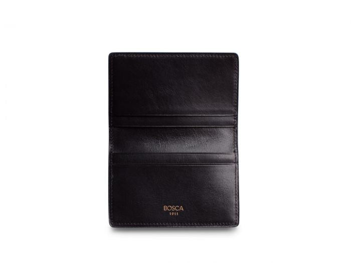 BOSCA 1911 CALLING CARD CASE WALLET IN BLACK DOLCE LEATHER