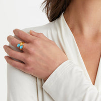 JULIE VOS AVALON WRAP RING - IRIDESCENT CLEAR CRYSTAL