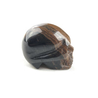 BUTTON DOWN CARVED STONE SMALL SKULL - RED TIGER EYE