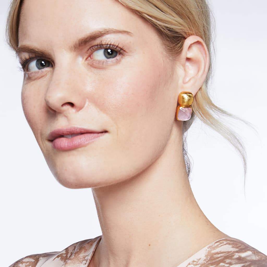 JULIE VOS CATALINA EARRING IRIDESCENT CITRINE YELLOW Button