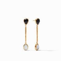 JULIE VOS CASSIS DUSTER EARRINGS - OBSIDIAN/CLEAR CRYSTAL