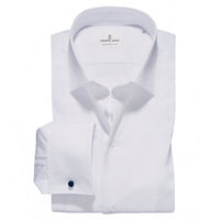 EMANUEL BERG FORMAL SHIRT WITH PIQUE BIB - WHITE